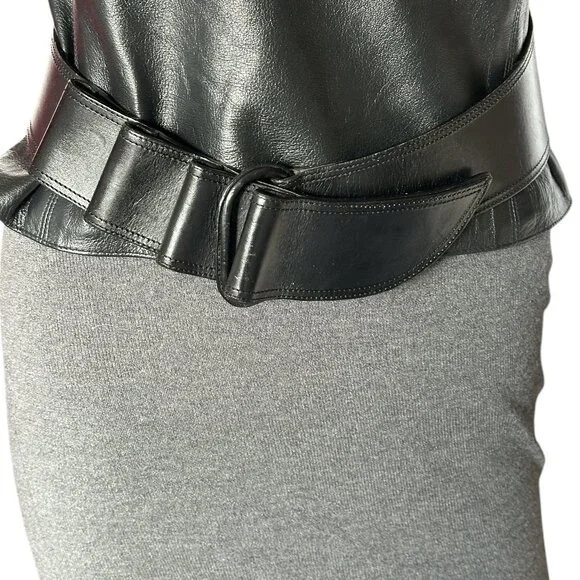 Flawless Claude Montana Black Leather Notched Belt - Picture 4 of 8